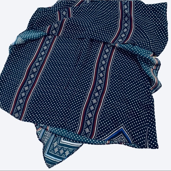 Derek Lam 10 Crosby size 4  lace up tank, blue & red ruffles & polka dots design - Picture 10 of 15